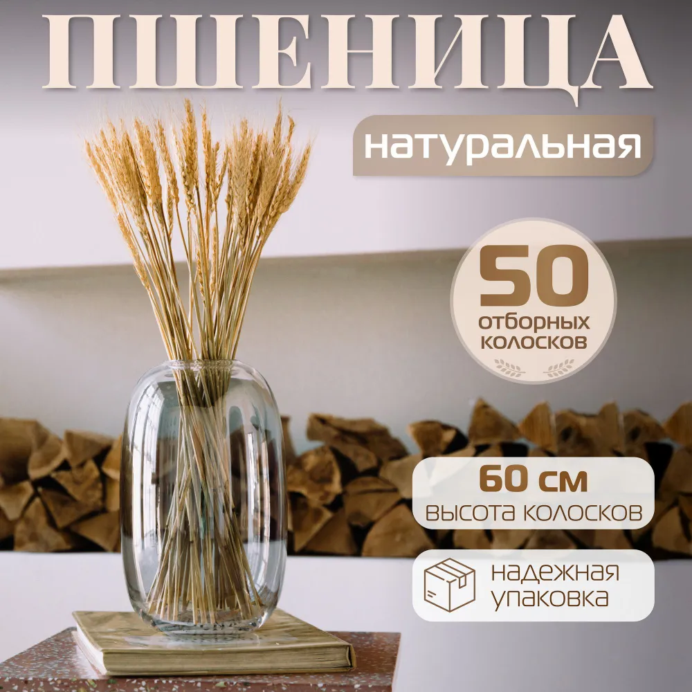 Сухоцветы пшеница натуральная AM HOME DECOR, 50 шт, 60 см